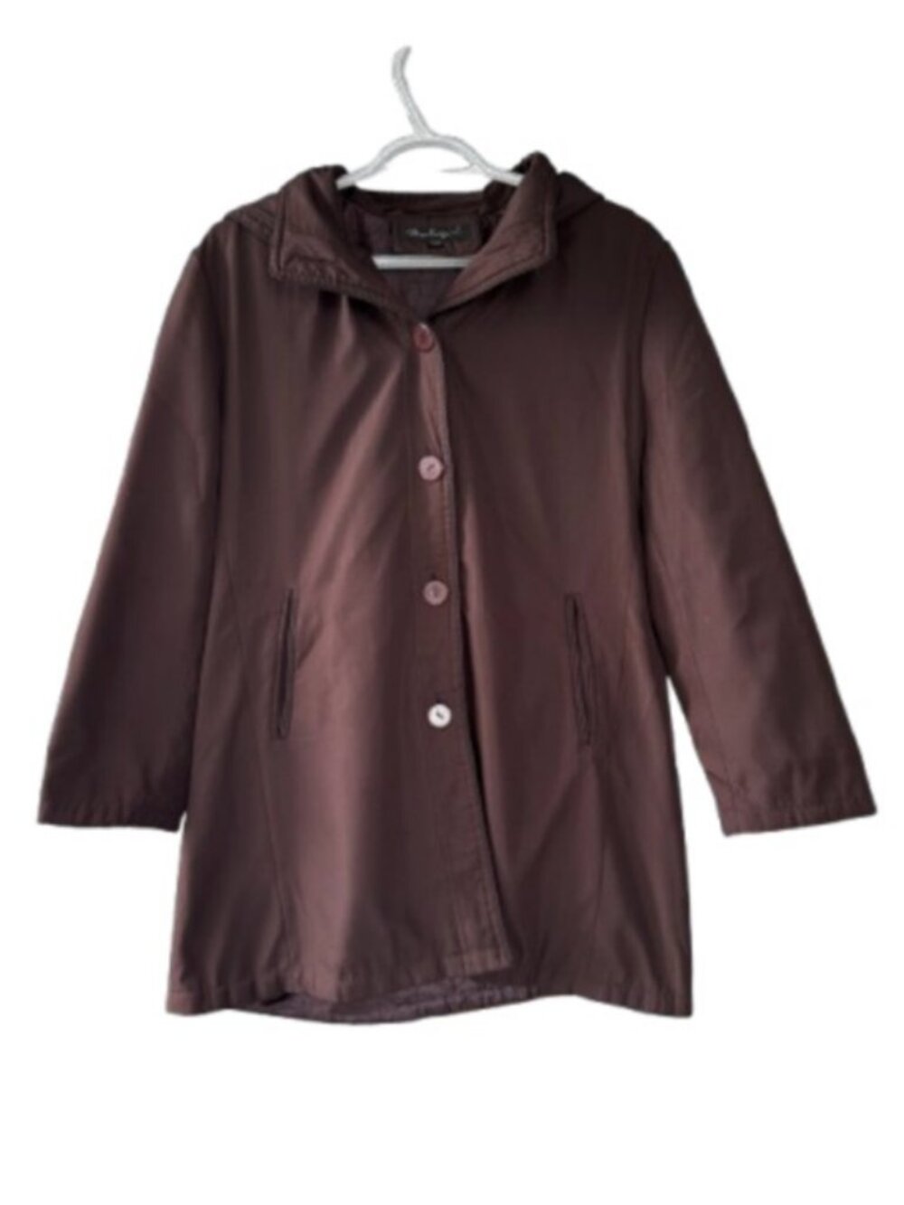 Bao Song hooded rain jacket deep plum women's size L